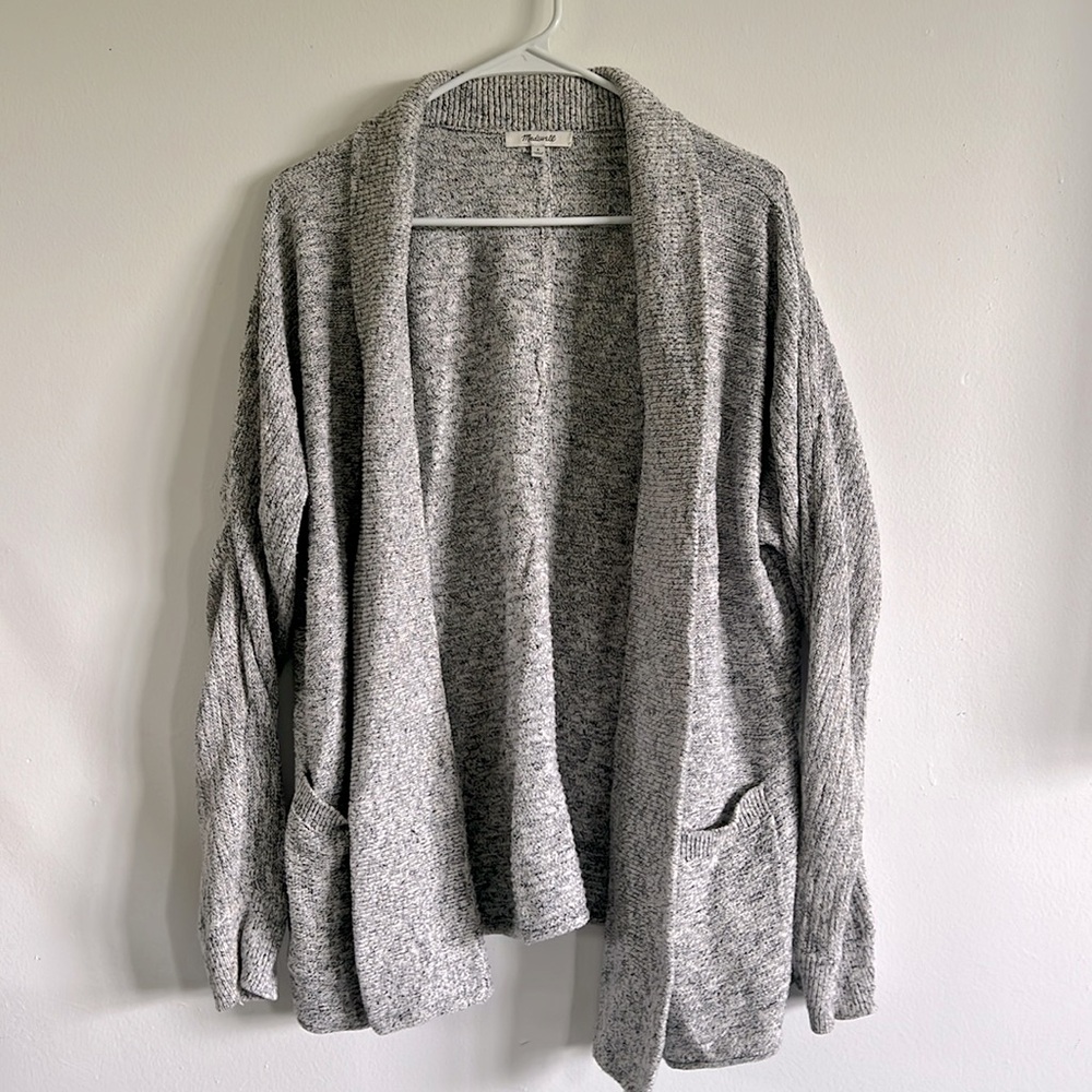 Madewell Heather Gray Open-Front Cardigan with Pockets